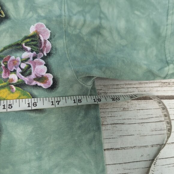 Vintage 1999 The Mountain Hummingbird Flower Green Tie Dye Shirt Size Medium - Picture 4 of 6